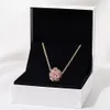 Nouveau 18K lèvre baiser pendentif collier disque brillant ZC zircon or rose chaîne de perles romantique adapté au style Pandora original girly cha244h