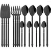 Dinnerware Sets Drmfiy Black 16Pcs Set Luxury 304 Stainless Steel Cutlery Dinner Knife Fork Spoon Flatware Western Tableware