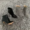 Buty seksowne damie swobodne projektantki mody botki czarne skórzane kolce wysokie obcasy szpilki punktowe palce krótkie botki martin z230726