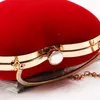 Evening Bags Red Heart Design Women Clutch Small Diamonds Golden Velvet Party Wedding Handbags Purse for Female Purses 230725