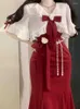Casual Dresses Strap Dress Female 2023 Spring Court Sweet Lolita Midi French Vintage Fairy Mermaid Women Lace Korean Party Princess