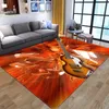 Tapis 3D Flamme Tambour Tapis pour Salon Enfants Chambre Musique Abstrait Tapis Chambre Chevet Antidérapant Tapis De Sol Décor À La Maison R230725