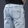 Mannen BROWON Koreaanse Stijl Skinny Mannen Gescheurd Mode Midden Taille Lange Lengte Stretch Denim Broek Plus Size Slanke Potlood Jeans 210318 L230726