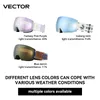 Utomhus Eyewear Vector Ski Goggles Men Snowboard Glasse Winter Snow Solglasögon UV400 dubbellager Lens Anti Fog Skiing 230725