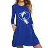 New best-selling Dragonfly Print Long Sleeve Slim Fit A-line Pocket Dress for Women