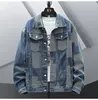 Herrjackor 2023 Spring Men Patchwork denim Jacka lappar tiggar Jean Coat Casual Top Outerwear High Street