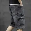 Men's Fashion Baggy Cargo Jean Mens Mult Pockets Boardshorts Denim Overall Breeches Loose Shorts Jeans For Men 230316 L230726