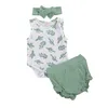 Kleding Sets Lente 3 stks/set Baby Meisjes Cactus Outfits Mouwloze T-Shirts Tops Shorts Hoofdband Set