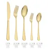 Set di posate in acciaio inossidabile argento dorato Set di posate per posate per uso alimentare include coltello forchetta cucchiaio cucchiaino