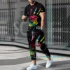 Męskie dresy męskie Zestaw dresowy 3D Drukowane krótkie rękawy Spring Spring Jogger Odzież dla mężczyzny swobodne tshirtstrousers 2 -częściowe stroje streetwear 230725