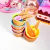 Mugs 6PCS Plastic Ice Cream Cups With Candy Color Spoons Festive Dessert Bowls Assorted Colors Cup Set Mould Container 230725