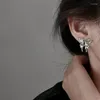 Stud Earrings Hollow Inlaid Zircon Butterfly Liquid Metal Fashion Design Jewelry For Women Girls Korean Punk Party Gift