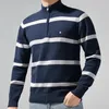 Men's Sweaters High Quality Autumn Winter Mens Cotton Striped Casual Knitted Coats Fashion Thick Male Tops Jacket 8502