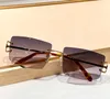 Rimless Vintage Sunglasses Gold Havana/Blue Somke Lens Men Summer Shades Sunnies UV protection Eyewear with Box