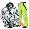 스키 잭 재킷 스키 슈트 남성 브랜드 겨울 방풍 방수 열 눈 재킷 및 바지 세트 스키웨어 스노우 보드 L230725