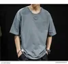 Camisetas para hombre M3269 Summer Fat Camiseta de manga corta Loose Ins Tide Brand Media manga de gran tamaño