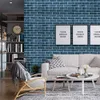 3D Wall Panel Flat 3D Effect Blue Brick Wallpaper Självhäftande papper som används för sovrumsheminredning och tapeter Lätt att fästa 230726