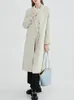 Trench femme EAM femmes Beige irrégulière grande taille manches longues revers ample coupe vent mode printemps automne 2023 1DF5017 230726