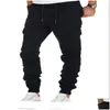 Pantaloni da uomo Pantaloni da jogging da uomo Vita elasticizzata Pantaloni da lavoro chino Stile casual Cargo Bot Uk Drop Delivery Abbigliamento Abbigliamento Dhxba