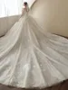 elegant lång glansig spetskulklänning bröllopsklänningar applicerade pärlor fett tulle svep tåg bröllop brudklänningar ons klänning bling svep tåg andra mottagning klänning 2023