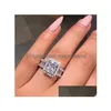 Solitaire Bague Carré Zircons Diamant Fl Cristal Bagues De Fiançailles Pour Les Femmes Bijoux De Mode 080519 Drop Delivery Dhvwl