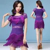 Neues, sexy, kurzärmliges, einteiliges Kleid für den lateinamerikanischen Tanz mit Quasten für Frauen/Frauen/Mädchen, Ballsaal-Tango-Cha-Cha-Rumba-Kostüme im Angebot