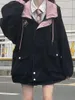 Sweat à capuche femme Cool noir Patchwork vestes filles Harajuku poches zippées vêtements Bomber veste automne manteau femmes rose printemps ample