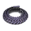 Collier Hip Hop violet en Zircon cubique noir, chaîne à maillons cubains Miami, bijoux de 20mm
