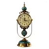 Relógios de mesa vintage com pêndulo oscilante de cerâmica/jade vidro hd metal decorativo silencioso para sala de estar escritório