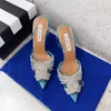 2023 Aquazzura nouveaux talons de créateurs de qualité supérieure sandales pour femmes talons crysta boucle robe de mariée chaussures talon sexy sangle arrière 100% semelle en cuir sandale 35-42