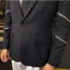 Männer Anzüge 2023 Frühling Business Gentleman Anzug Zipper Design Schlank Hip Hop Casual Hochzeit Party Frack Blazer