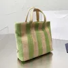 Women Luxury Brand Tote Bags Straw Weave Ladies Large Capacity Vacation Bag Beach Armpit Females Casual Handbags Strip 0818