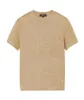women t shirts Summer Sand Yellow Loro Piana Round Neck Linen Short Sleeve T-shirt