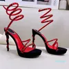 Roma Sandali con plateau moda Nero Rosso Strass gemellare piede anello scarpe da donna Designer di lusso fascia stretta 12,5 cm tacco alto novità Tacco avvolgente Sandalo