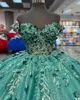 Glitter Tulle Quinceanera Dress 2024 الترتر Charro Mexican Quince Sweet 15/16 Birthday Party Fort for 15th Girl Prom Gala Vestido de 15 Anos Corset Sky-Blue Green Pink