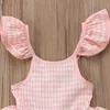 Robes de fille d'été pour enfants fille rose à carreaux robe à volants enfant en bas âge bébé princesse robe en couches anniversaire robes de fête de mariage vêtements pour enfants 230725