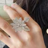 Toppkvalitet trendig dupe märke Full Rhinestone Lotus Rings for Women Wedding Ring Top Version