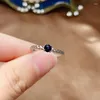Cluster Rings Natural Blue Royal Sapphire Ring For Woman 4 mm 4 mm VS Grade Silver Jewelry 925 Sterling Wedding