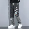 Dżinsy męskie jeansy jesienne druk w lupgy hip hop men men cargo spodni streetwear graffiti dżinsowe spodnie 230725