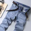 Summer Men's Light Blue Thin Jeans High Quality Advanced Stretch Regular Fit Denim Trousers Man Brand Gray Pants 210318 L230726