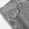 Men's Blue Satine Jeans Men Elastic Waist Skinny Stretch Ripped Pants Streetwear s Denim 220408 L230726