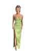 여자를위한 섹시한 녹색 무도회 드레스 여성 연인 비즈 크리스탈 하이 사이드 스플릿 이브닝 파티 생일 대회 가운 공식적인 착용 특별 행사 드레스