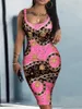 Платья плюс платья LW Plus Size Pless Baroque Print платье Bodycon Summer Sexy Tank Maxi платье элегантное женское день рождения клуб Sundress 230726