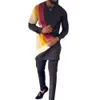 Men's Tracksuits Men Two Piece Outfit Set Printed Colorful Tops Shirts Trousers African Ethnic Style Casual Suits Wedding Clothing Customs 230725