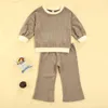 Completi di abbigliamento Completi di abbigliamento 1-6Y Bambini Ragazze Autunno Inverno Abbigliamento Bambino Pullover manica lunga Felpe Pantaloni Tinta unita Abiti in maglia Tuta bambino Z230726