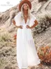 Basic Casual Dresses Sexy Bikini Cover-ups Long White Tunic Casual Summer Beach Dress Elegant Women Clothes Beach Wear Swim Suit Cover Up Q1208 230725