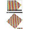 Bandanas Colorf Rainbow Fresh Cotton Kerchiefs Red Orange Yellow Green Blue Purple 6 Colors Striped Printed Square Scarf Magic Drop De Dhcbs