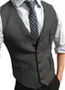 Mäns västar män formell kostym väst v-ringning tweed herringbone waistcoat affär för bröllop kväll fest prom