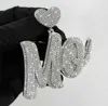 Rektangel Men VVS Moissanite Pendant Custom 14k Gold Plated Letter Iced Out CZ Hip Hop Customized Diamond Pendants