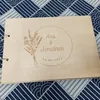 Other Event Party Supplies Personalized Name And Date Calligraphy Guest Book Laser Engraved Wedding Guest Book Rustic Floral Wooden Guestbook Sign-in Book 230725